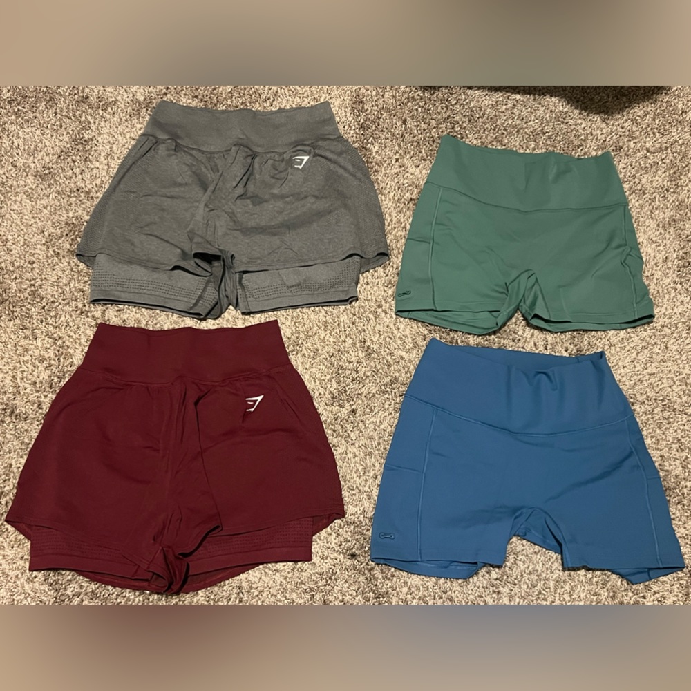 BNWT 4 Gymshark Shorts, 1 Alphalete Skirt Built in Shorts & 1 NVGTN Shorts